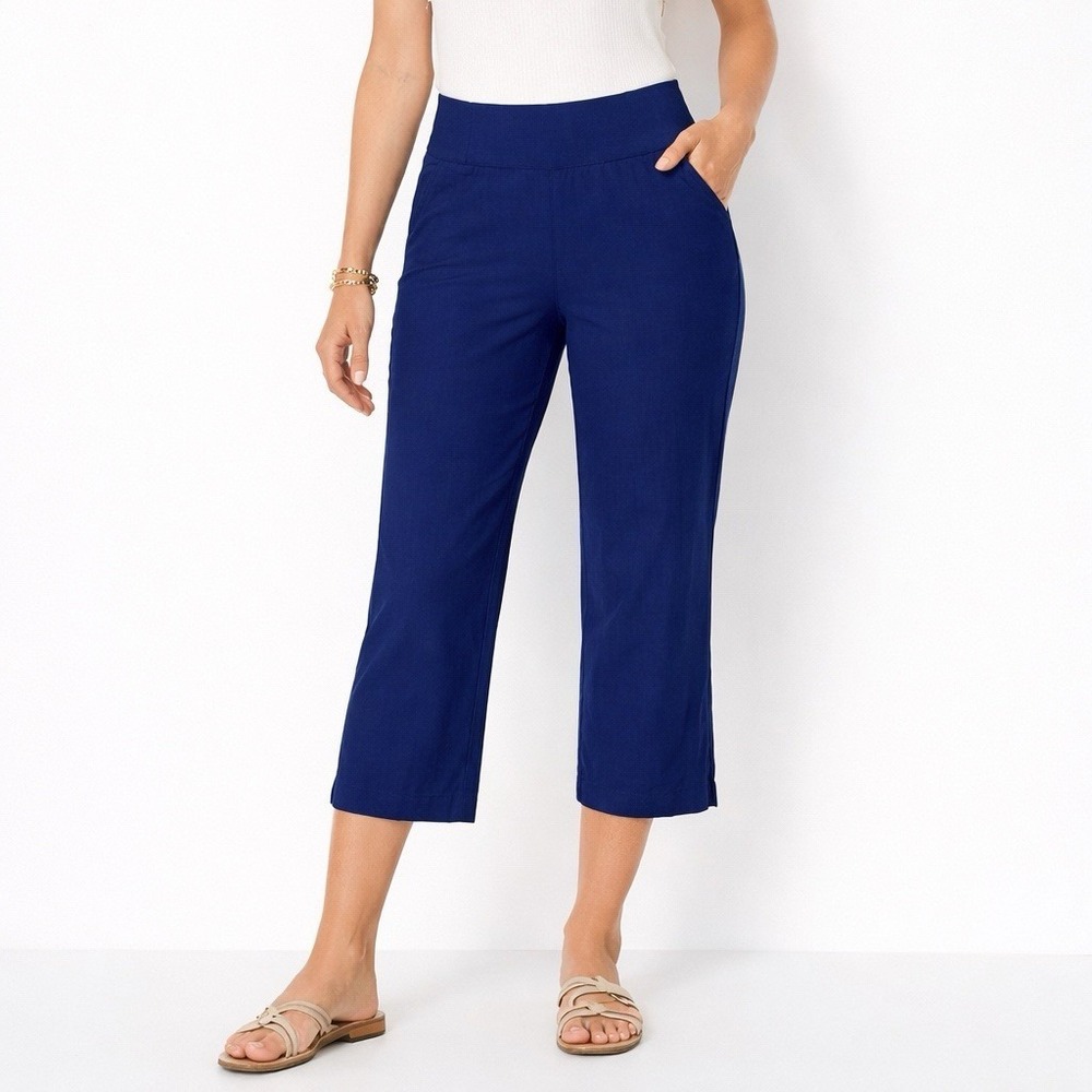 Lior Paris Pants Women's Size 8 Medium Cropped Royal Blue Pull on Jess‎ Trousers